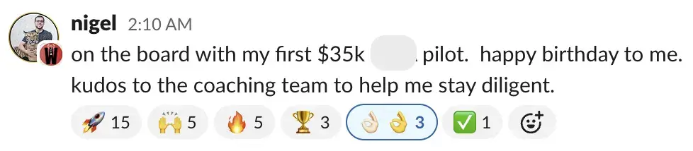 Message from a member: on the board with my first $35k pilot